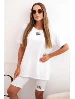 Dámský bavlněný komplet s krátkým rukávem a šortkami bílý Dámský bavlněný komplet s krátkým rukávem a šortkami bílý
