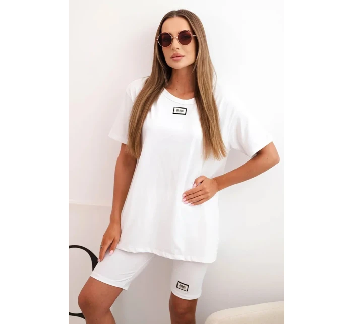 Dámský bavlněný komplet s krátkým rukávem a šortkami bílý Dámský bavlněný komplet s krátkým rukávem a šortkami bílý