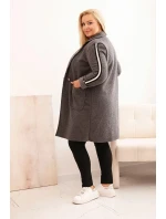 Dámský kabát Plus Size z s kapsami grafitový model 21297076 - K-Fashion Dámský kabát Plus Size z s kapsami grafitový model 21297076 - K-Fashion