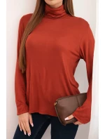 Dámská viskózová blůza s rolákem a dlouhým rukávem hnědá Dámská viskózová blůza s rolákem a dlouhým rukávem hnědá