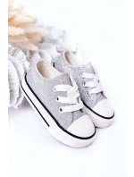 Dětské Brokátové Tenisky Stříbrné Bling-Bling Dětské Brokátové Tenisky Stříbrné Bling-Bling