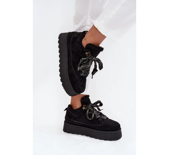 Šněrovací dámské sněhule na platformě vyhřívané kožešinou Černé model 21710251 - Boto Šněrovací dámské sněhule na platformě vyhřívané kožešinou Černé model 21710251 - Boto