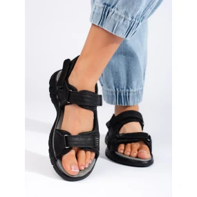 Trendy dámské sandály černé na plochém podpatku Trendy dámské sandály černé na plochém podpatku