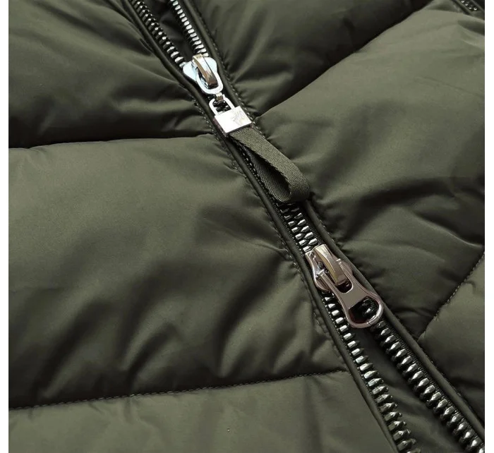 DŁUGA PIKOWANA KURTKA DAMSKA ZIMOWA KHAKI model 21241976 - Libland