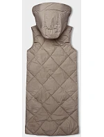 Dámská dlouhá vesta oversize tmavě béžová (5M3165-84)