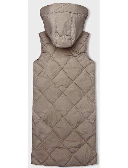 Tmavě béžová dlouhá dámská oversize vesta model 18934799 - J.STYLE