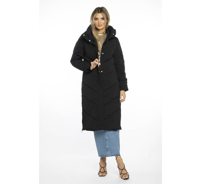 Jednoduchá černá dámská zimní bunda s kapucí Ann Gissy (AG1-3030)