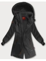 Dlouhá dámská mikina v grafitové barvě s kapucí (AMG-675/2)