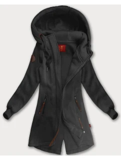 Dlouhá dámská mikina v grafitové barvě s kapucí (AMG-675/2)