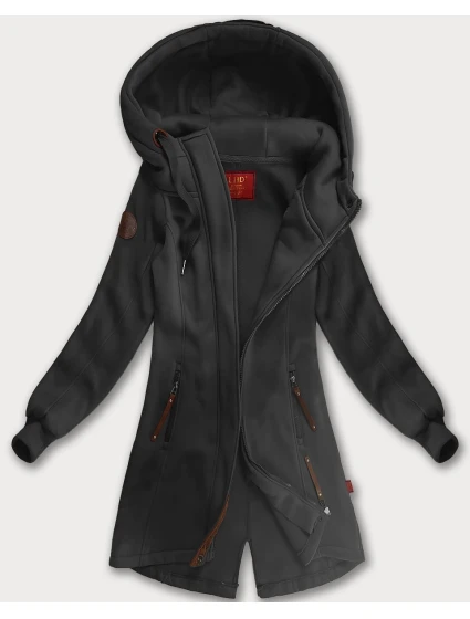 Dlouhá dámská mikina v grafitové barvě s kapucí (AMG-675/2)