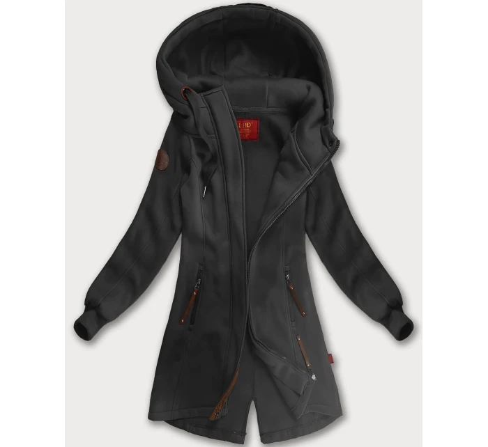 Dlouhá dámská mikina v grafitové barvě s kapucí (AMG-675/2)