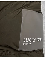 Péřová bunda s kapucí khaki (KK60610)