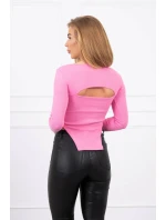 Halenka s žebrovaným výstřihem světle růžová Halenka s žebrovaným výstřihem světle růžová