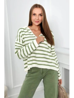 Pruhovaný svetr tmavá máta