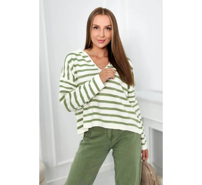 Pruhovaný svetr tmavá máta