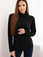 Dámská viskózová blůza s rolákem a dlouhým rukávem černá