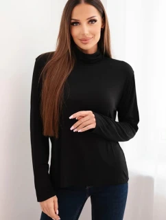 Dámská viskózová blůza s rolákem a dlouhým rukávem černá