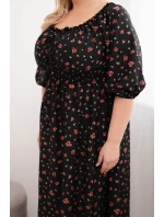 Dámská suknička Plus Size s dekoltem na šňůrky a elastickým pasem černá