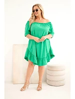 Dámské plus size bavlněné šaty s volánem zelená Dámské plus size bavlněné šaty s volánem zelená