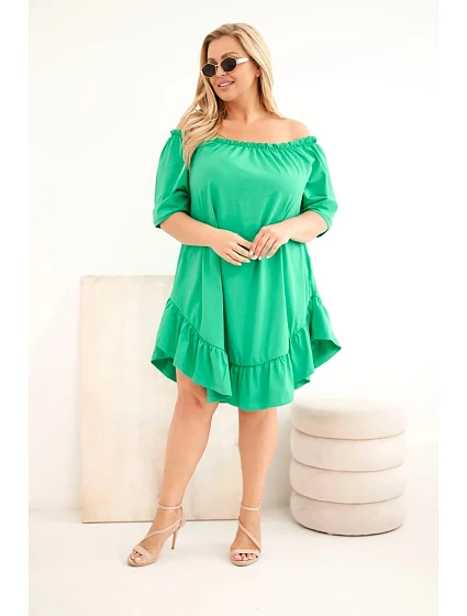 Dámské plus size bavlněné šaty s volánem zelená Dámské plus size bavlněné šaty s volánem zelená