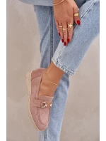 Dámské mokasíny s a zlatým detailem a pletením růžové model 21683732 - Boto