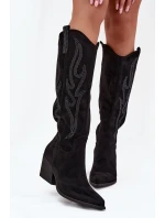 Dámské Boty S Dekorací Na Podpatku Černé model 21704704 - Boto