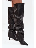 Nazouvací dámské kozačky na jehlovém podpatku černé Ysolienne Nazouvací dámské kozačky na jehlovém podpatku černé Ysolienne