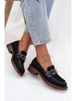 Semišové dámské mokasiny s ozdobou D&A MR52-176 Černé