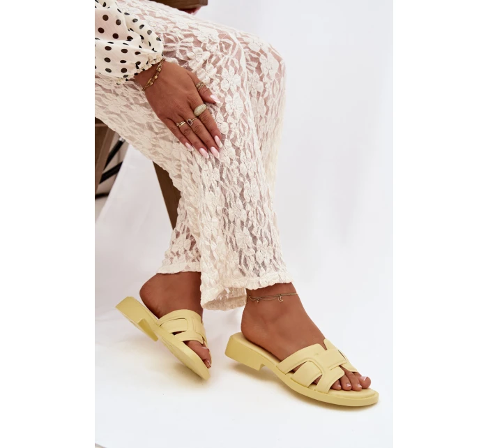 Dámské pantofle na ploché podrážce Žluté Lorania