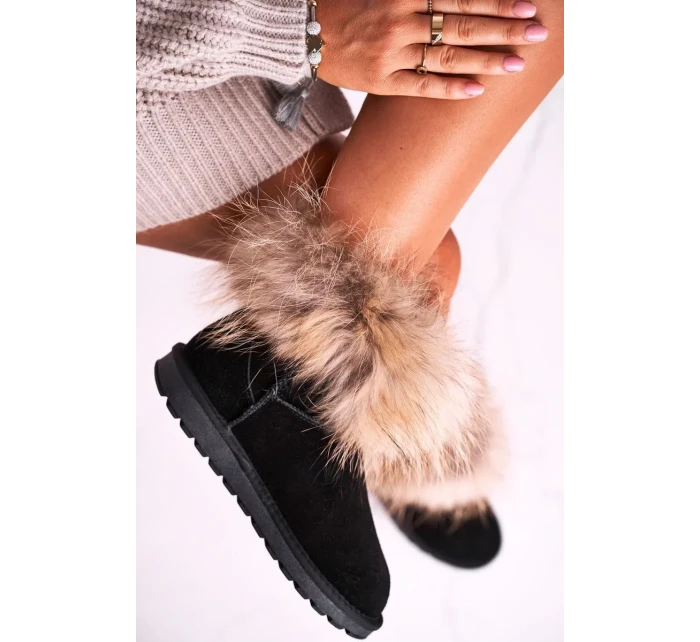 Dámské Kožené Sněhule S Kožešinou černé model 19945647 - Kesi Dámské Kožené Sněhule S Kožešinou černé model 19945647 - Kesi