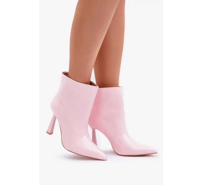 Lakované Kotníkové Boty Na Špičce Nazouvací Světle Růžové Seliri Lakované Kotníkové Boty Na Špičce Nazouvací Světle Růžové Seliri