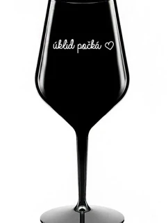 ÚKLID POČKÁ - černá nerozbitná sklenice na víno 470 ml
