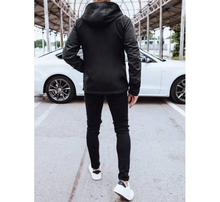 Pánská softshellová bunda s kapucí černá FashionStreet TX4464 Pánská softshellová bunda s kapucí černá FashionStreet TX4464