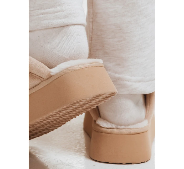 Dámské zateplené žabky light beige FashionStreet ZY1300