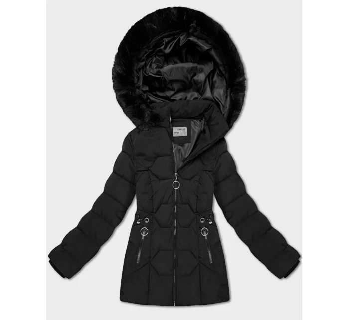 Černá vypasovaná zimní bunda s odepínací kapucí S'West (B8196-1)