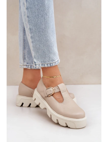 Kožené Polobotky S Přezkou Zazoo 20183 Béžové