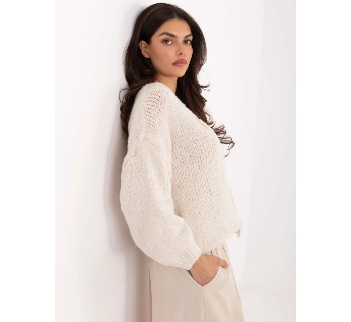 Sweter MI SW model 21465940 jasny beżowy - FPrice Sweter MI SW model 21465940 jasny beżowy - FPrice