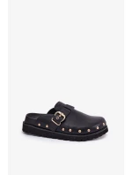 Dámské kožené pantofle na platformě Big Star – černé Dámské kožené pantofle na platformě Big Star – černé