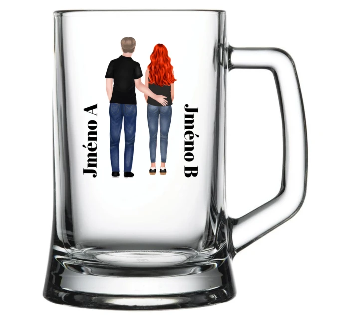 Personalizovaná pivní sklenice s párem 