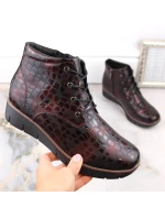 Filippo W PAW376B vínové zateplené kožené boty na podpatku