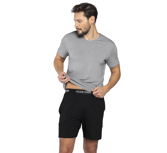 Italská móda Dallas krepový kraťas barva:melange-black Italská móda Dallas krepový kraťas barva:melange-black