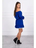 Chrpové šaty s otevřenými rameny a krajkou Chrpové šaty s otevřenými rameny a krajkou