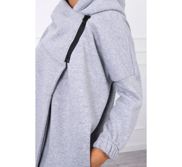 Šedá mikina s krátkým zipem