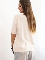 Dámský svetr z viskózy s krátkým rukávem béžový
