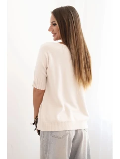 Dámský svetr z viskózy s krátkým rukávem béžový