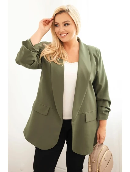 Dámská elegantní Plus Size sako khaki