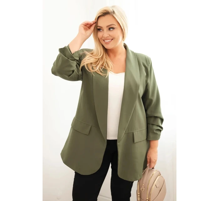 Dámská elegantní Plus Size sako khaki