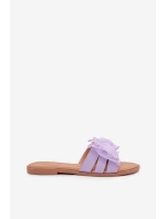 Dámské Pantofle Na Plochém Podpatku S Tylovou Mašlí Fialové Tanira Dámské Pantofle Na Plochém Podpatku S Tylovou Mašlí Fialové Tanira