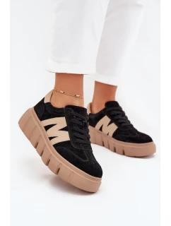 Dámské semišové sneakersy na platformě model 21704987 černé - VINCEZA