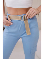 Kalhoty Cargo s páskem modré